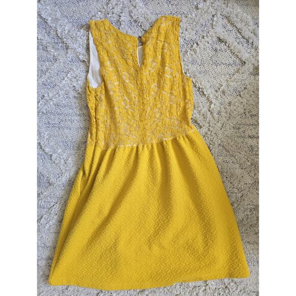 Maeve Anthropologie Vera Lace Yellow Mustard Fall A Line Dress - Women's Small - Picture 13 of 13